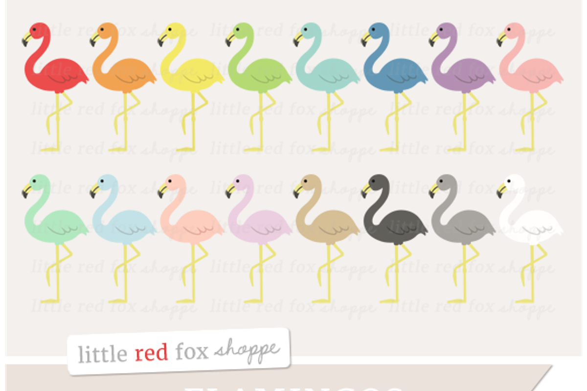 Flamingo Clipart, an Animal Illustration by Little Red Fox Shoppe (Photo 1 of 2)