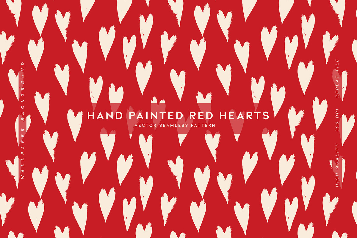 Hand Painted Red Hearts, a Pattern Graphic by MalyskaStudio (Photo 1 of 5)