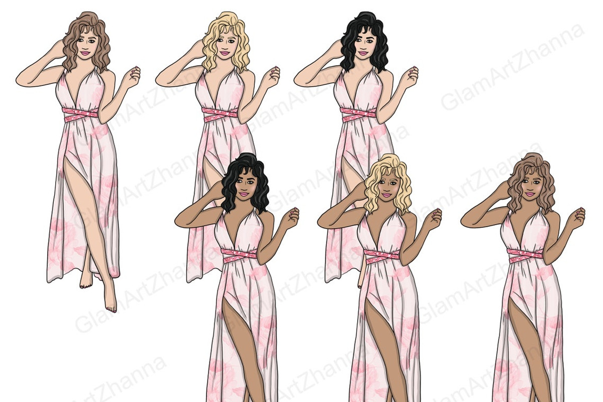 Pink Dreams Girls Clipart, a Person Illustration by GlamArtZhanna (Photo 4 of 4)