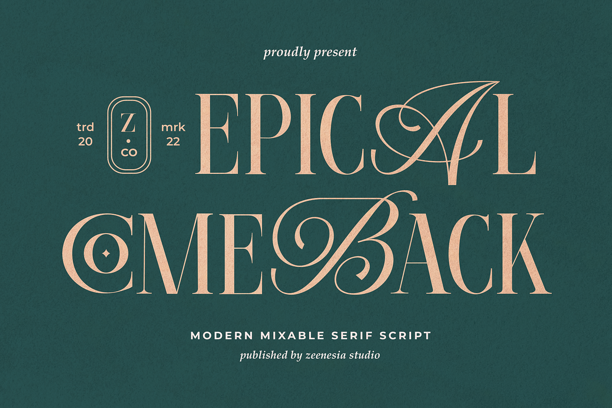 Epical Comeback Font, a Serif Font by zeenesia (Photo 1 of 20)