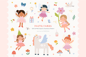 Pastel Fairy Birthday Clipart, a Person Illustration by Petit Citizen Design