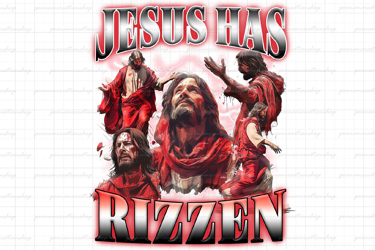 Jesus Has Rizzen Vintage 90s Bootleg