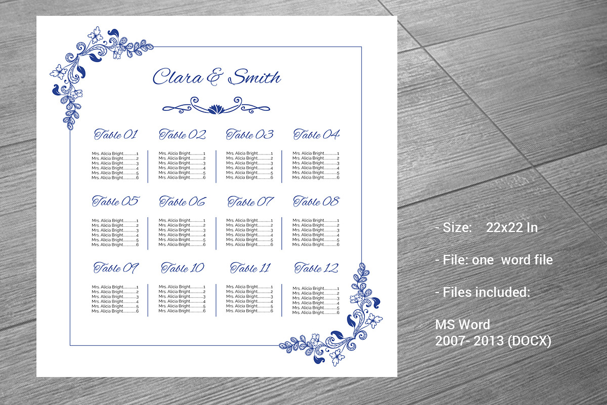 Wedding Seating Chart Template, an Invitation Template by retrographix (Photo 2 of 2)