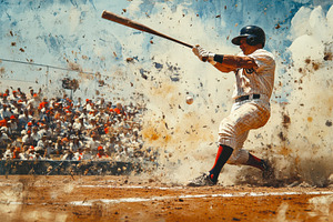 Baseball Batter Swinging Powerful Hi, a Sports & Recreation Photo by Pixeness Studio