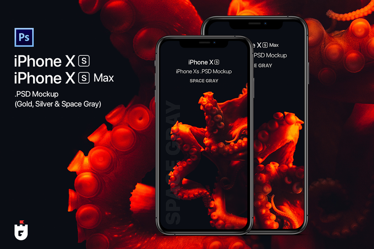 iPhone Xs & Xs Max PSD Mockups, an iPhone Mockup by CreativesCastle (Photo 1 of 7)