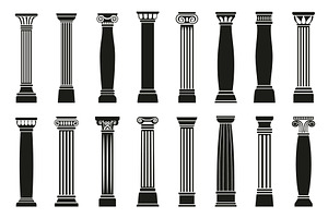Black column. Antique stone columns, an Object Illustration by Valerie Bodnar