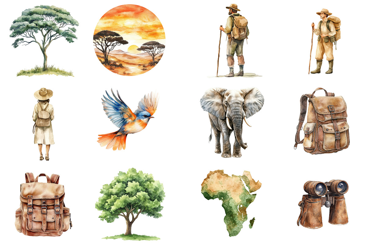 Watercolor African Summer Safari, an Illustration by CitraGraphics (Photo 2 of 5)