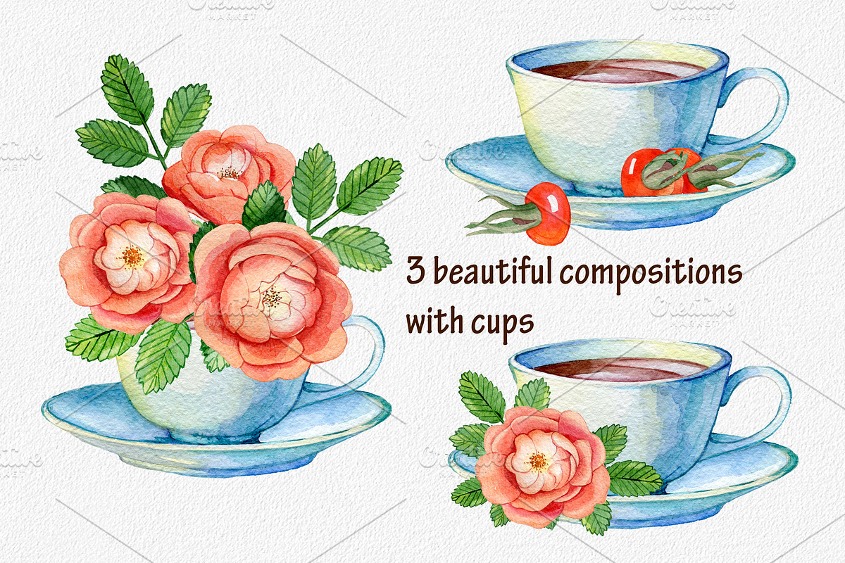 Watercolor clipart tea time, a Food Illustration by OlyaSenko (Photo 3 of 6)
