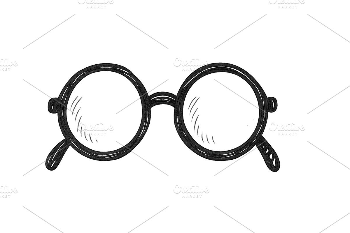Stylish round glasses displayed on a, an Illustration by ZinetroN