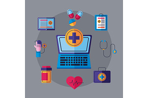 online medical nine icons, a Healthcare Illustration by studiogstock