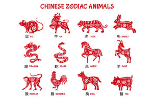 Chinese zodiac animals. Lunar New, an Illustration by winwin.art