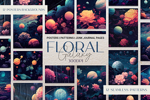 Floral Galaxy Posters And Patterns