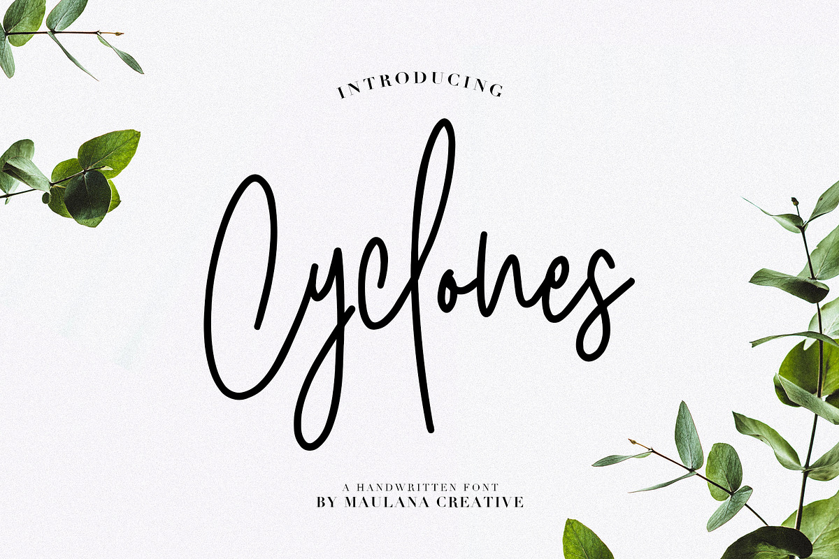 Cyclones Signature Brush Font, a Script Font by Maulana Creative
