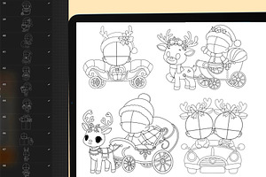 160 Procreate Christmas Stamps