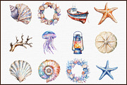 Watercolor Seaside Whispers Clipart, an Illustration by Sublimation Artist (Thumbnail 3 of 6)