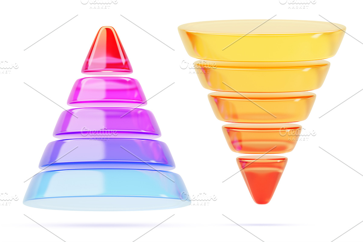 3d sales funnel and financial, a Technology Illustration by Marozhkastudio