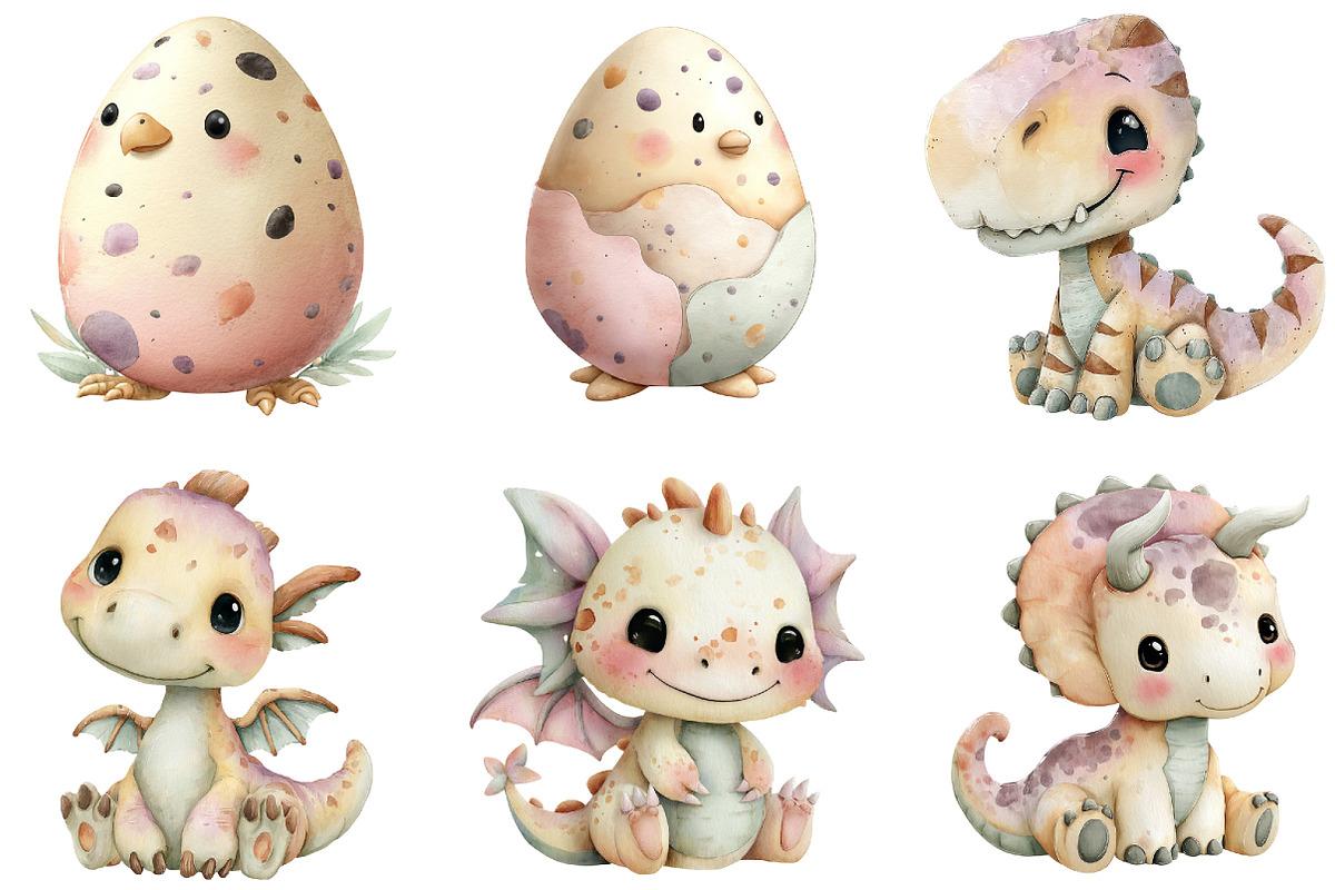 Dinosaurs Watercolor Clipart, an Illustration by Sublimation Artist (Photo 6 of 7)