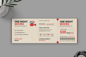 Vintage Cinema Ticket, a Stationery Template by MightyDesign