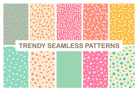 Bright trendy seamless patterns