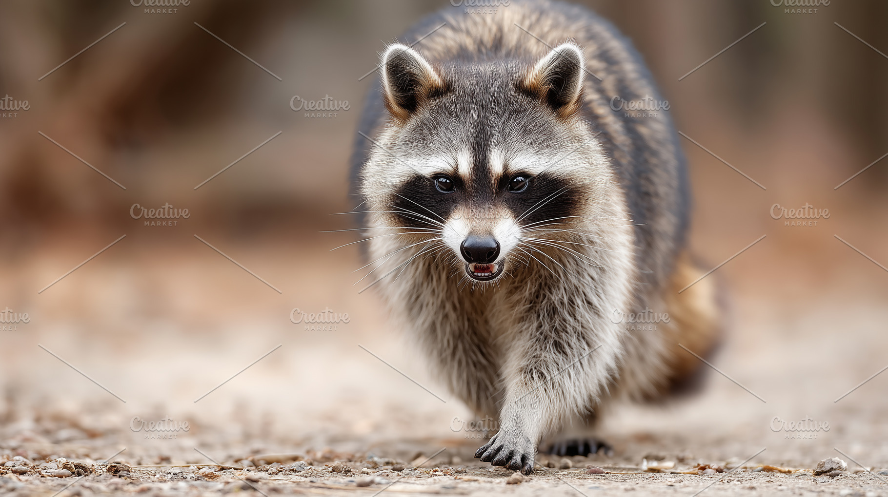 Close up of a raccoon walking on the, an Animal Photo by MistyDay