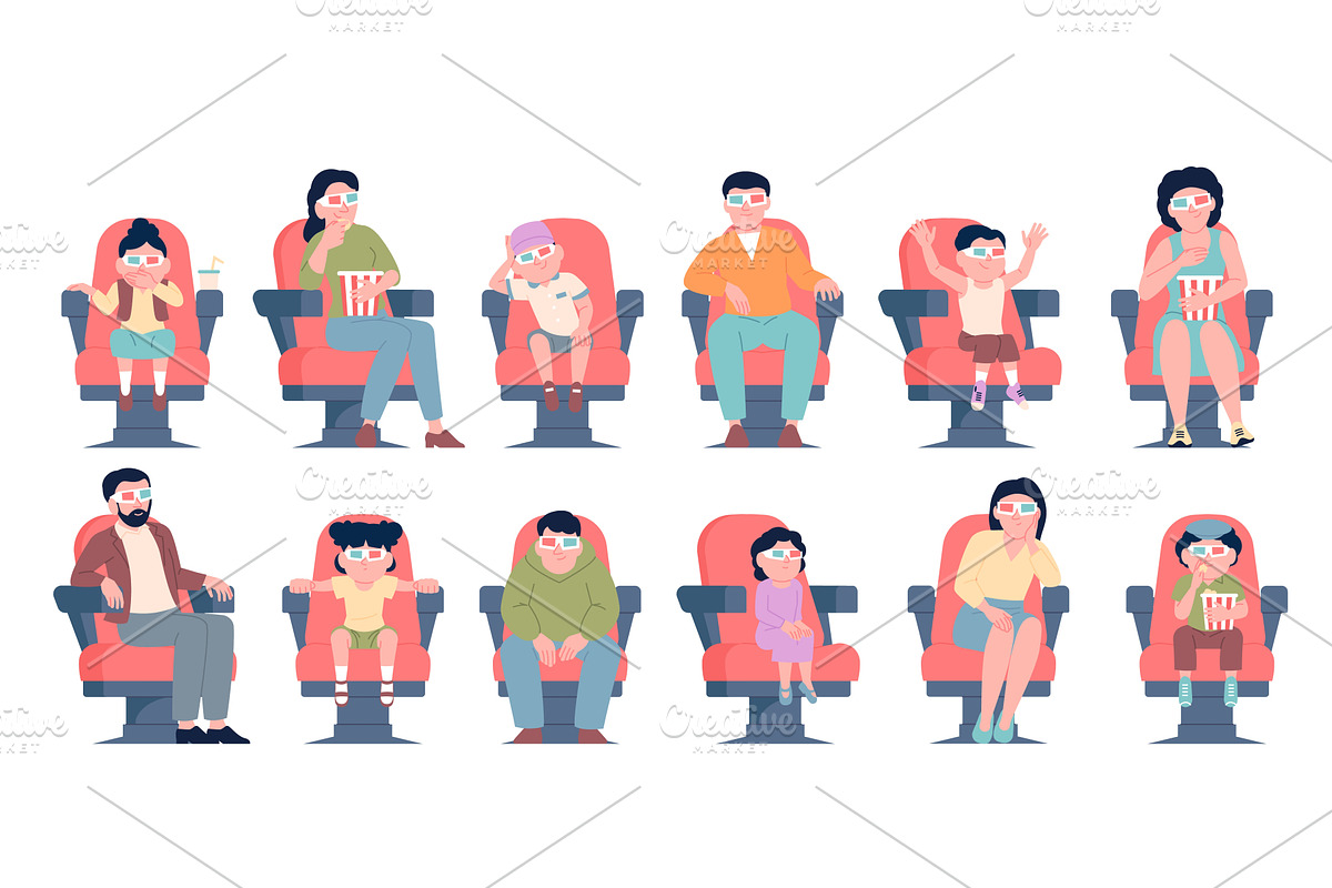 People in cinema. Adults children, a Person Illustration by LadadikArt