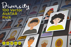 Diversity 100 Vector Avatar Pack V1