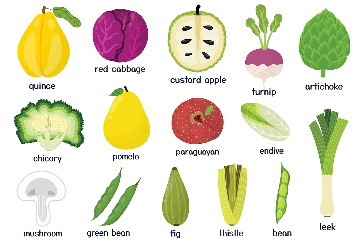 Fruits and Vegetables Clipart Bundle, an Object Graphic by Gulnara Sabirova (Photo 6 of 35)