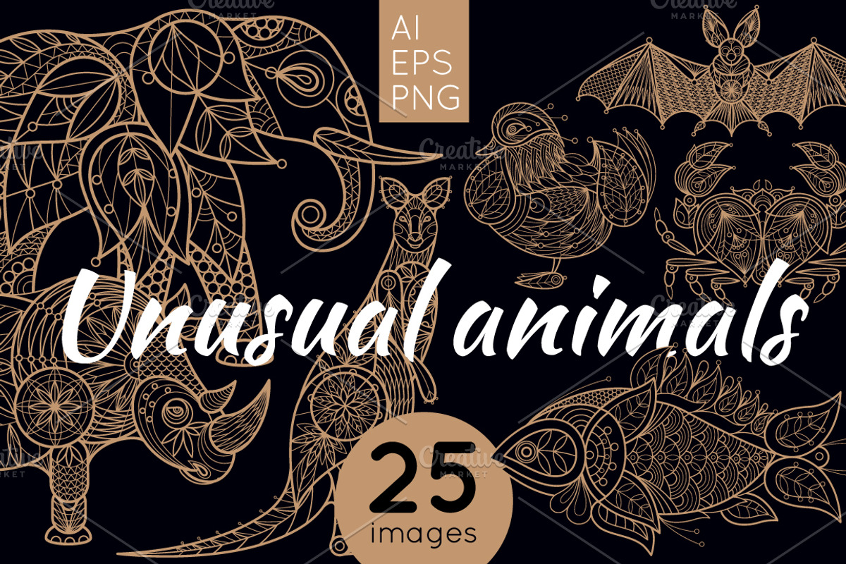 Unusual animals set, an Object Graphic by MarinaVorontsova (Photo 1 of 6)