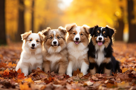 Cute dogs in autumn leaves, an Animal Photo by AlyaAnd