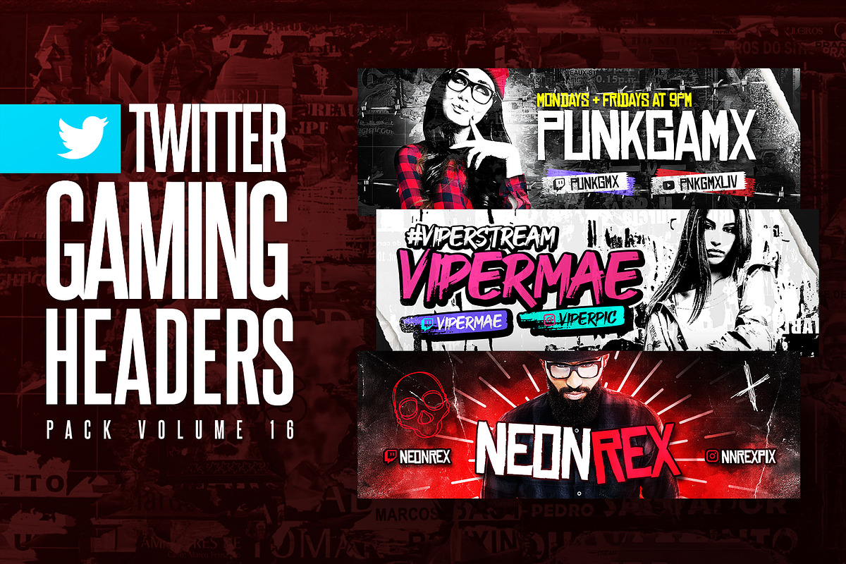 Gaming Twitter Headers Pack 16, a Social Media Template by Odin_Design