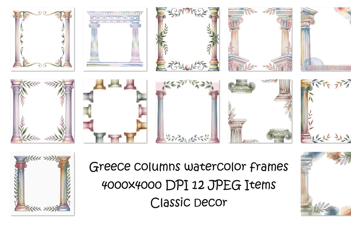 Watercolor antique column frames, a Background Graphic by SketchArtStudio (Photo 1 of 3)