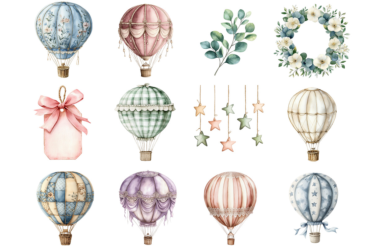 Hot Air Balloons Clipart, an Illustration by Design Market (Photo 2 of 5)