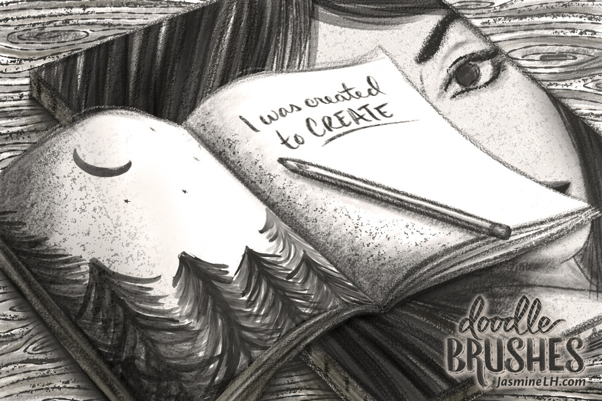 Doodle Brushes for Photoshop, a Brush Add-On by Jasmine Lové (Photo 4 of 6)