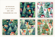 Seamless Watercolor Christmas Trees, a Pattern Graphic by everslide (Thumbnail 2 of 5)