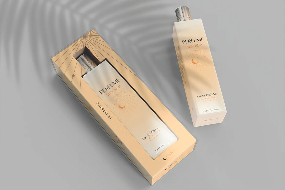 Perfume Bottle with Packaging Mockup, a Packaging Mockup by skybluecreative (Photo 3 of 3)