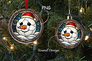 Stained Glass Snowman Ornament, a Seasonal Illustration by CrexoraLab (Thumbnail 1 of 3)