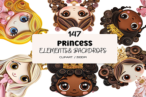 Princess Quilled Paper Clipart Set, a Person Illustration by PrintablesByFranklyn