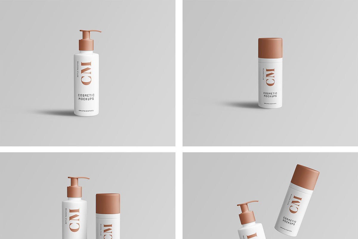 Cosmetic Product Bottle Mockups, a Packaging Mockup by Graphicsfuel (Photo 2 of 4)