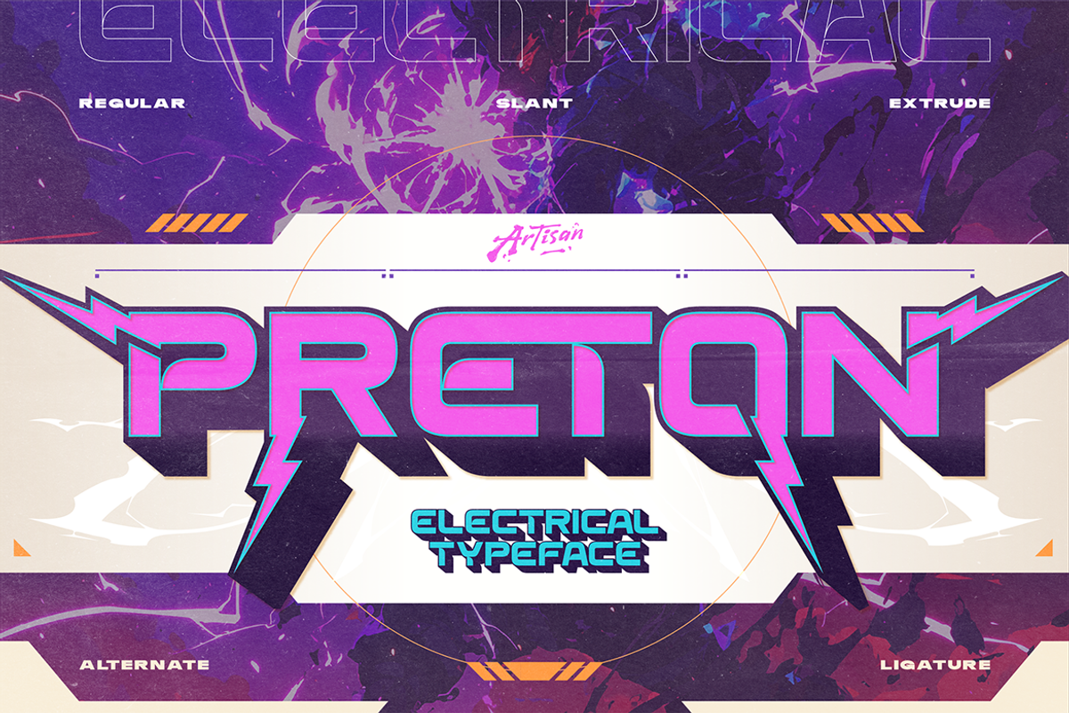 Preton - Electrical Display Font, a Sans Serif Font by Artisan Themes (Photo 1 of 12)