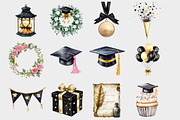 Watercolor Graduation Clipart, a Seasonal Illustration by Design Market (Thumbnail 5 of 5)