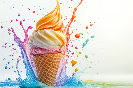 Colorful ice cream cone, a Food & Drink Photo by Beautiful things