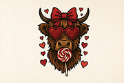 Highland Cow png, Valentine Coquette, an Illustration by DreamPrint404 (Thumbnail 1 of 8)