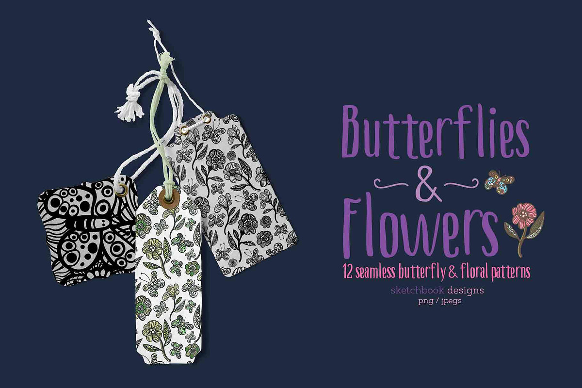 Butterflies and Flowers Patterns, a Pattern Graphic by Sketchbook Designs (Photo 6 of 10)