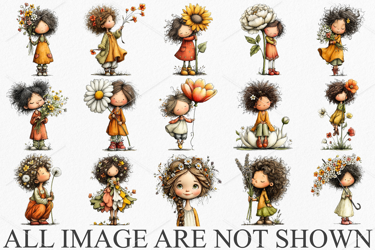 Whimsical Girl & Flower Spring PNG, an Illustration by Canvas Craft (Photo 3 of 7)