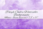 Purple Ombre Watercolor Backgrounds, a Texture Graphic by M. by mprintly (Thumbnail 1 of 6)