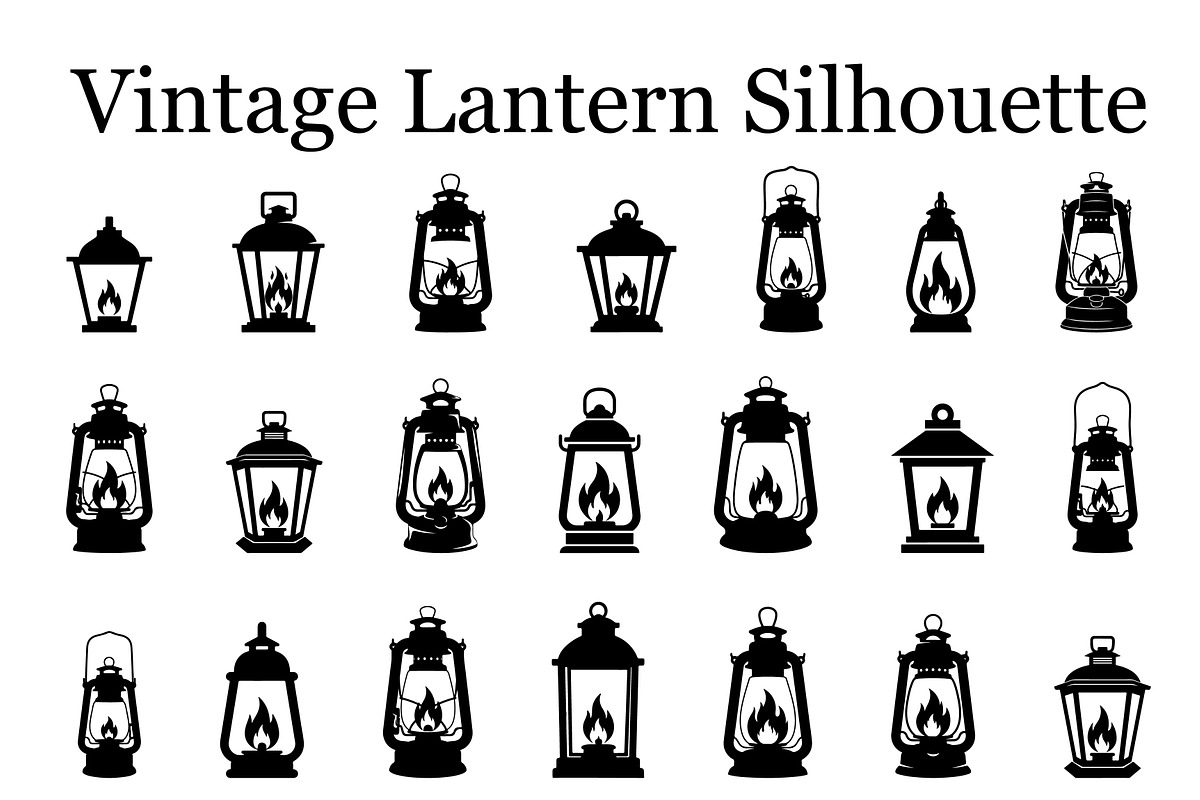 Vintage Lantern Silhouette Bundle, an Icon by Artivon (Photo 1 of 10)