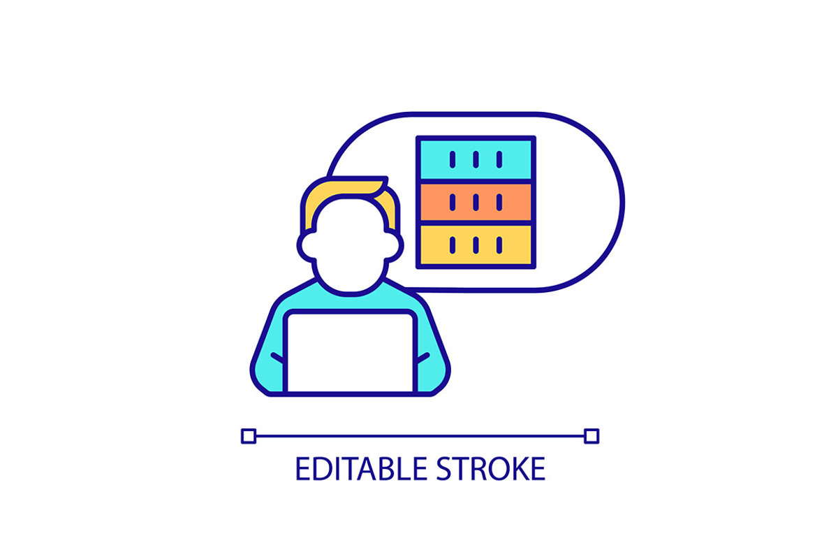 Specialist working with digital data, an Outline Icon by IMG Visuals