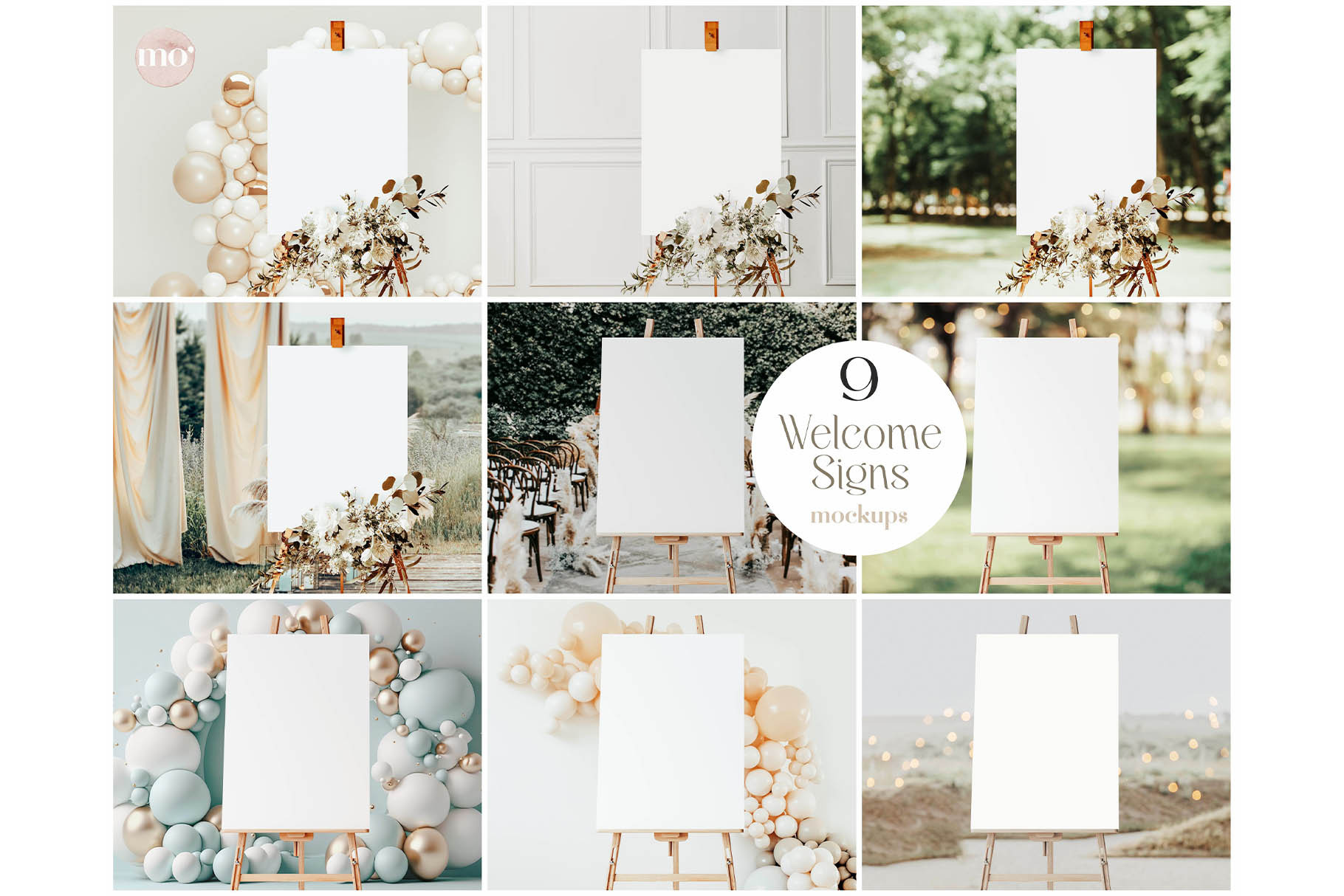 9 Welcome Sign Mockup Bundle, a Product Mockup by MoMockups
