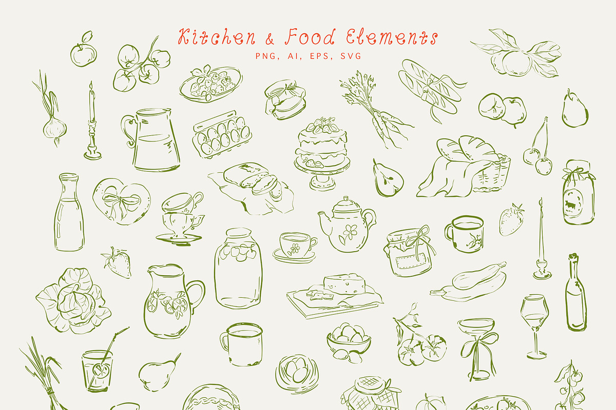 Rustic Countryside Line Art Collection
