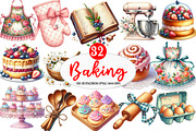 Vintage Baking Sublimation Clipart, an Illustration by Watercolor design (Thumbnail 1 of 4)